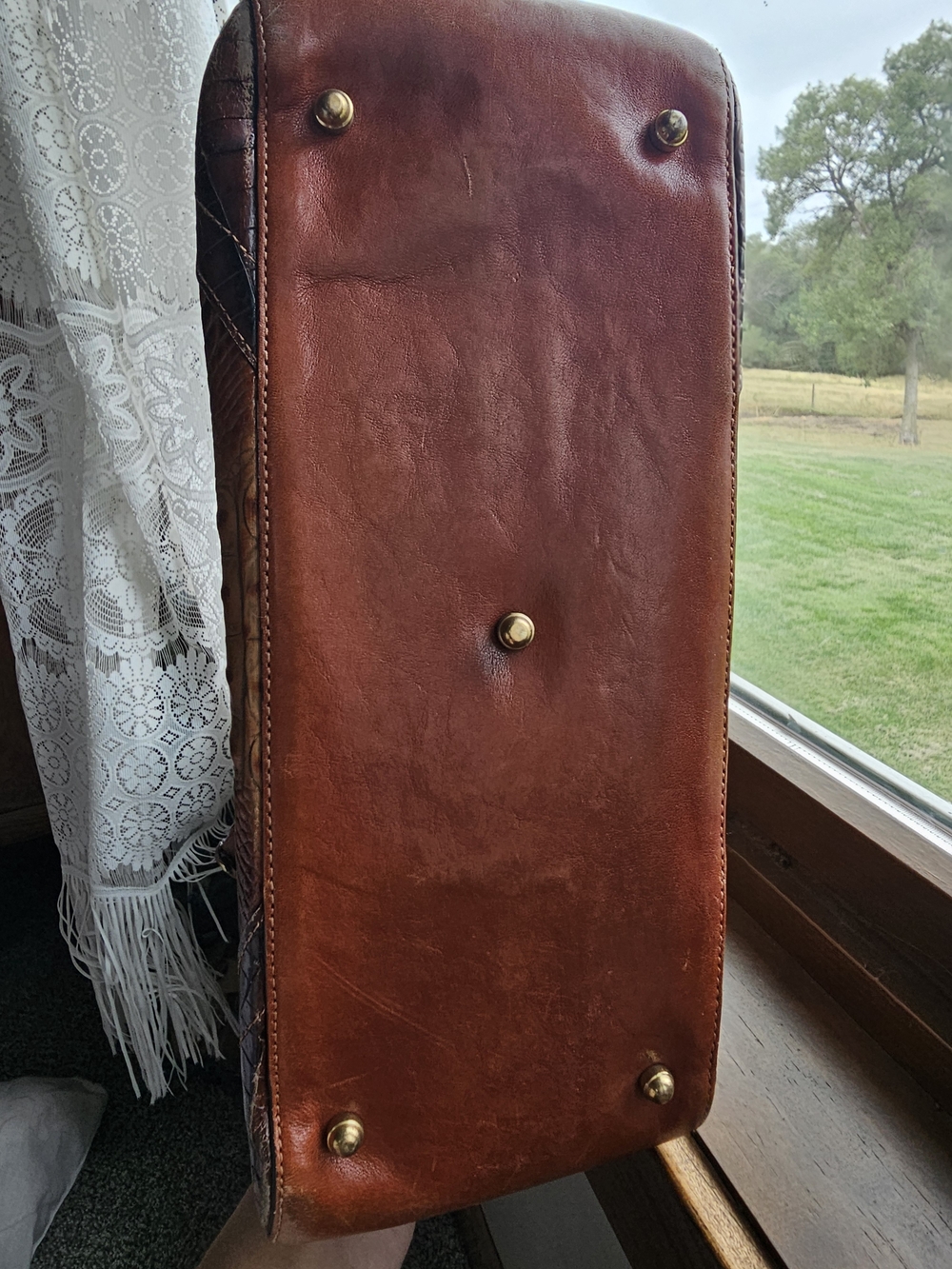 Brahmin Brown Croc-Embossed Leather Shoulder Bag - Picture 4 of 9